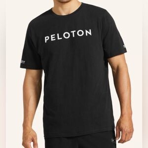 Peloton 100 Men's L Black Short Sleeve Crew T Shirt Logo 100% Cotton